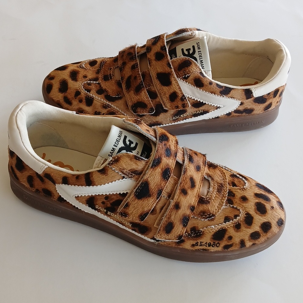 SAM EDELMAN Talia  Leopard Print Velcro Sneaker Womens Sz 8